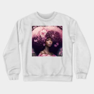 [AI Art] Cherry blossom lady with big hair Crewneck Sweatshirt